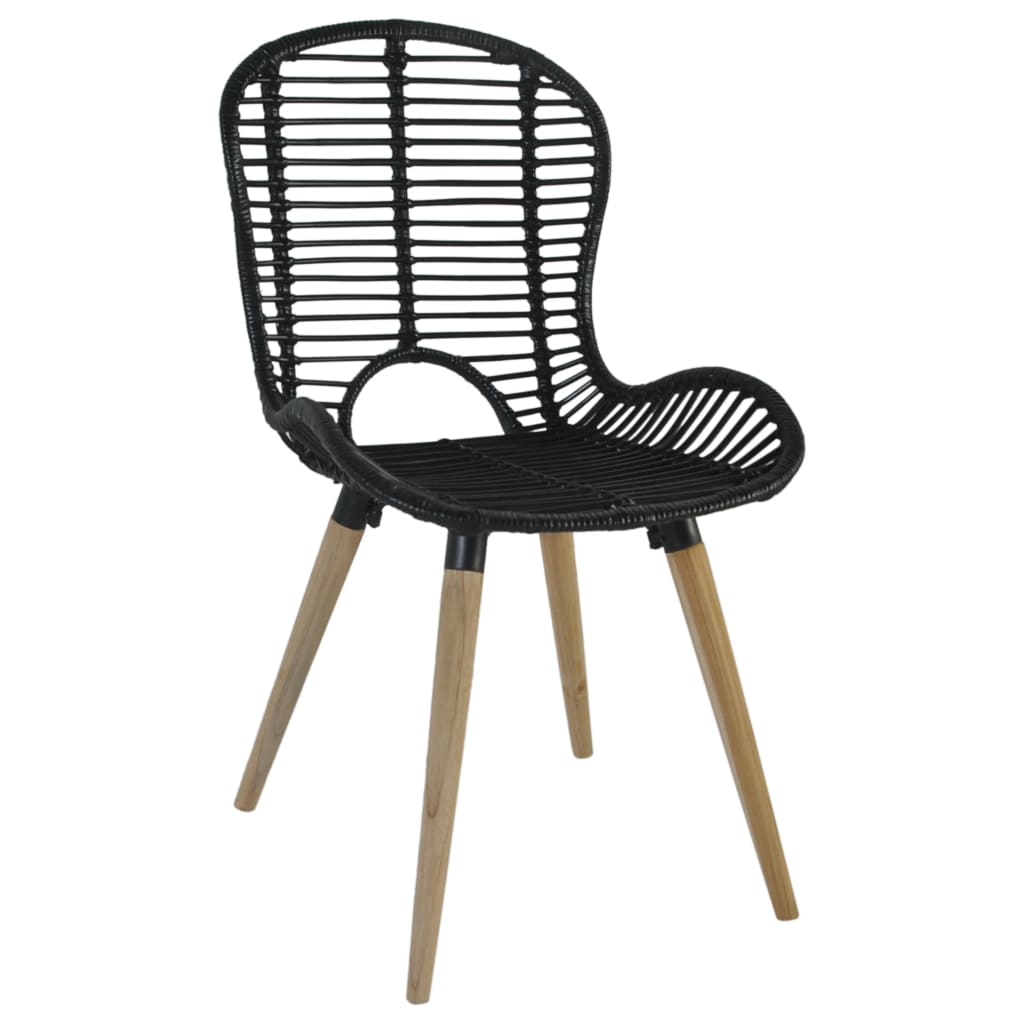 Chaises à manger lot de 2 noir rotin naturel Chaises de cuisine vidaXL