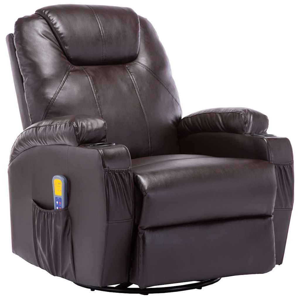 Fauteuil à bascule de massage Marron Similicuir Fauteuils électriques vidaXL   