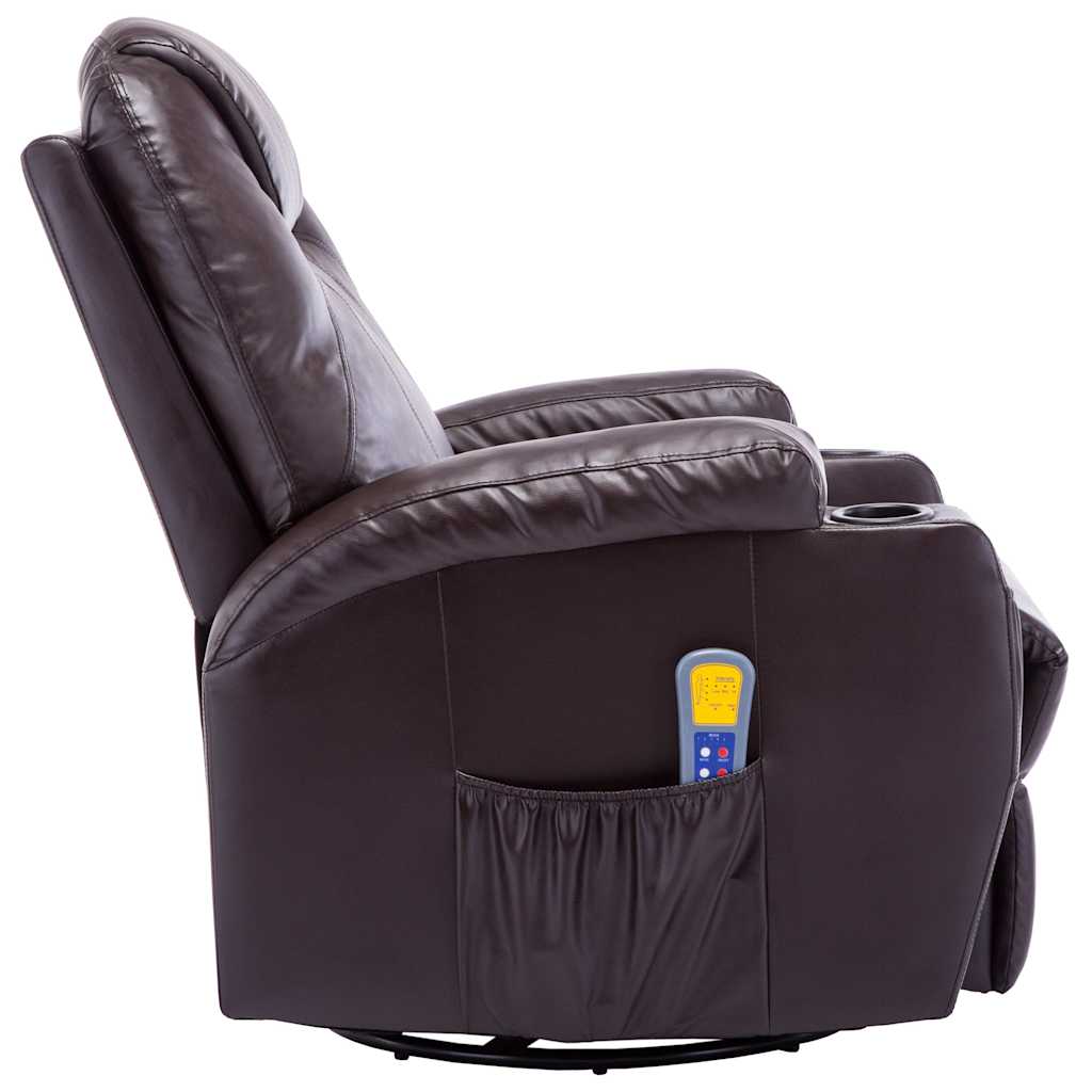 Fauteuil à bascule de massage Marron Similicuir Fauteuils électriques vidaXL   