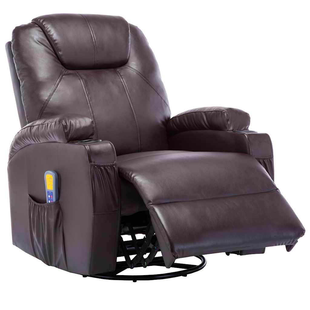 Fauteuil à bascule de massage Marron Similicuir Fauteuils électriques vidaXL   