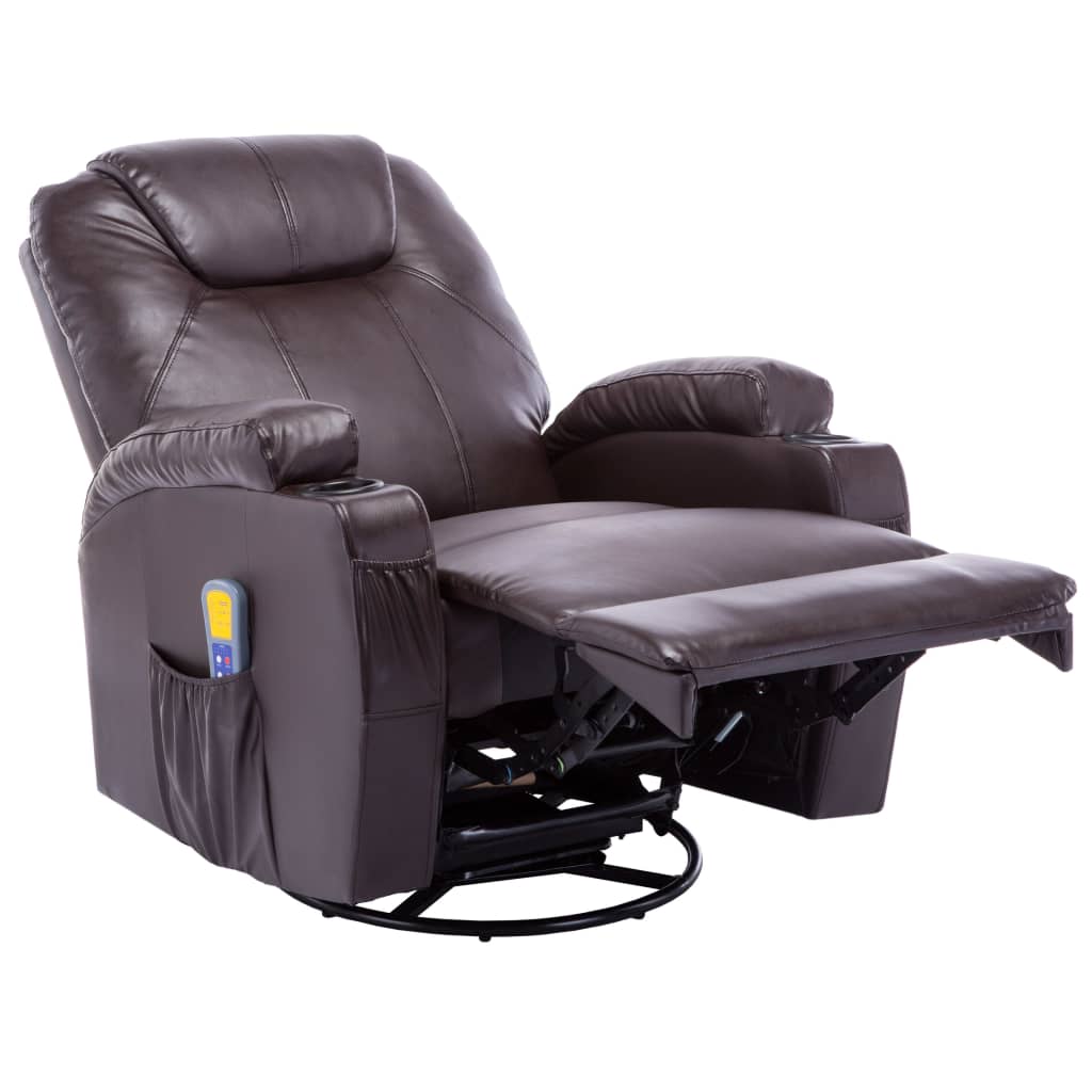 Fauteuil à bascule de massage Marron Similicuir Fauteuils électriques vidaXL   