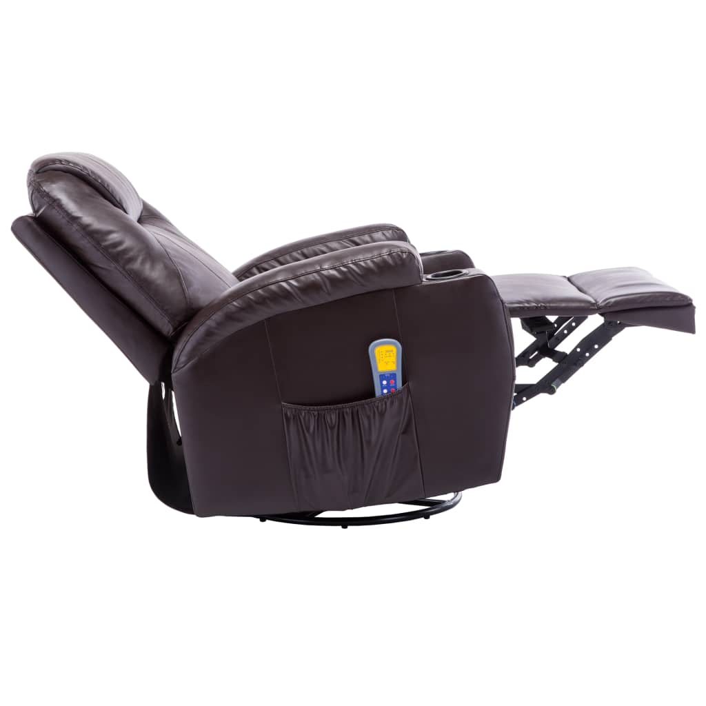 Fauteuil à bascule de massage Marron Similicuir Fauteuils électriques vidaXL   