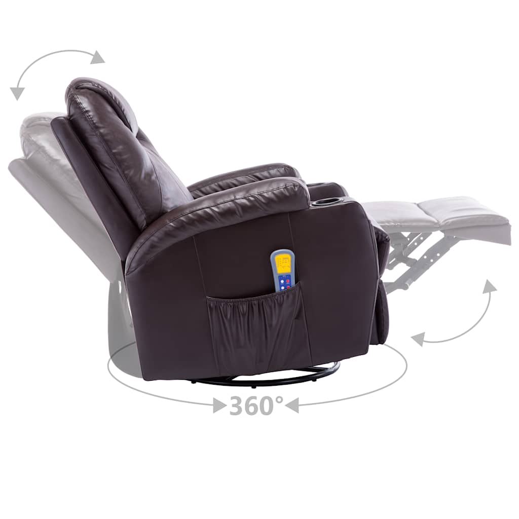 Fauteuil à bascule de massage Marron Similicuir Fauteuils électriques vidaXL   