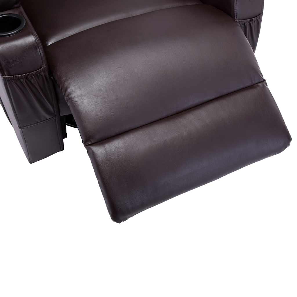 Fauteuil à bascule de massage Marron Similicuir Fauteuils électriques vidaXL   