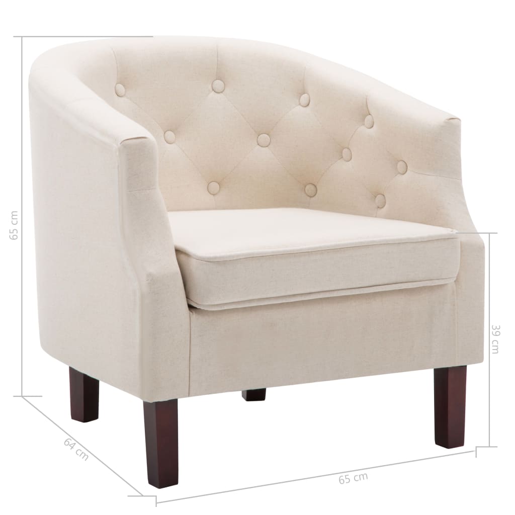 Fauteuil Beige Tissu Fauteuils vidaXL   