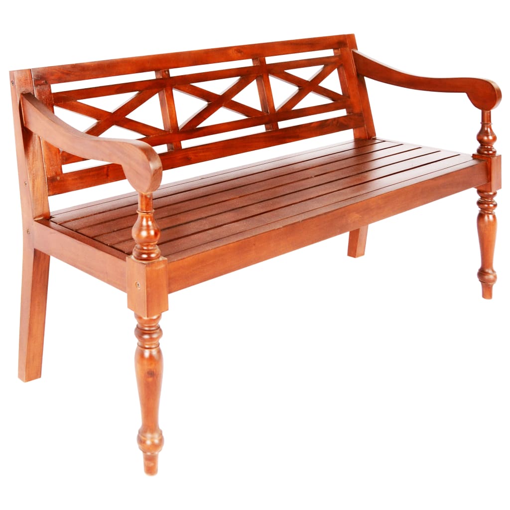 Banc Batavia 136 cm Bois d'acajou massif Marron foncé Bancs coffres vidaXL   