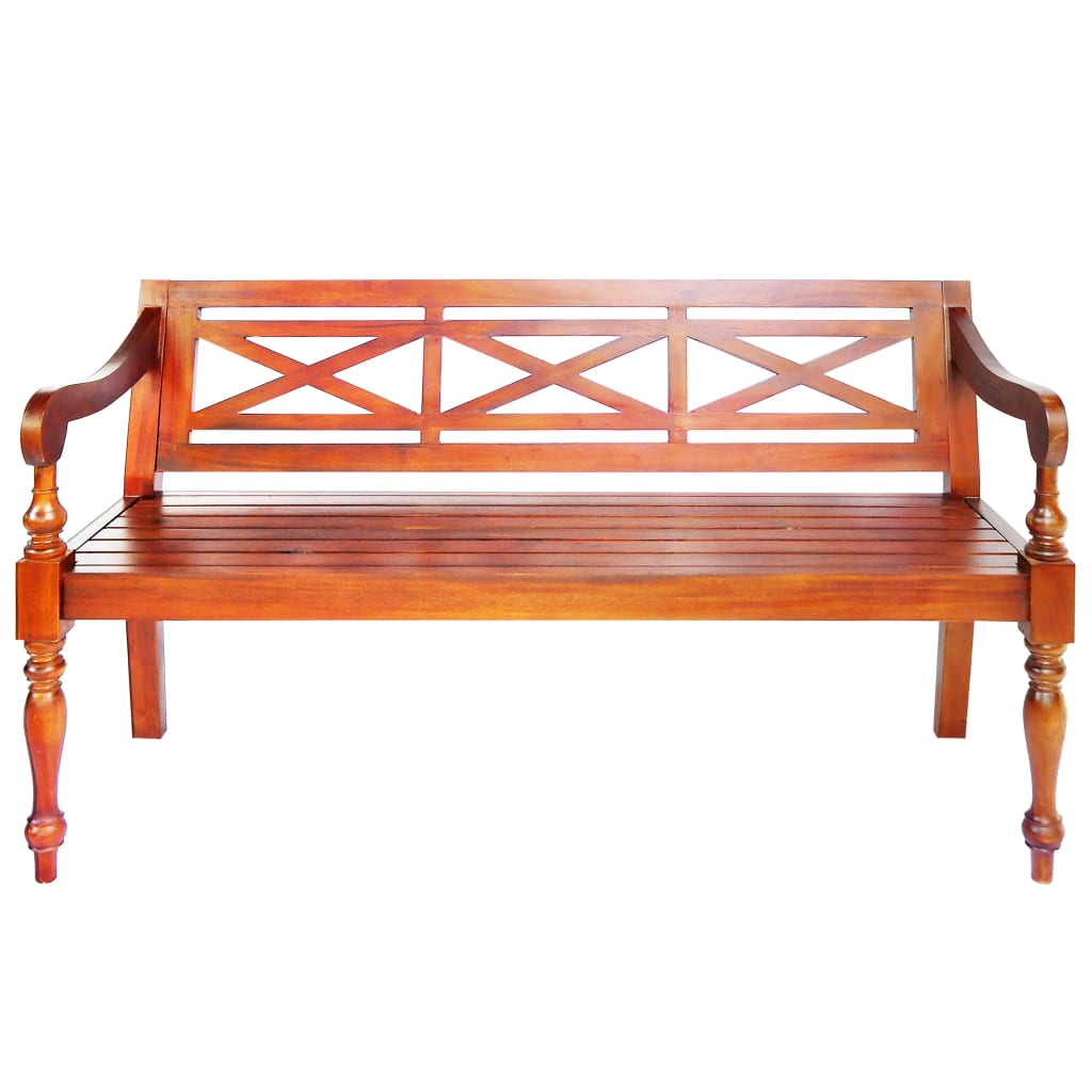 Banc Batavia 136 cm Bois d'acajou massif Marron foncé Bancs coffres vidaXL   