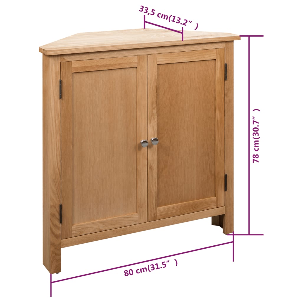 Armoire d'angle 80 x 33,5 x 78 cm Bois de chêne massif Casiers & armoires de rangement vidaXL