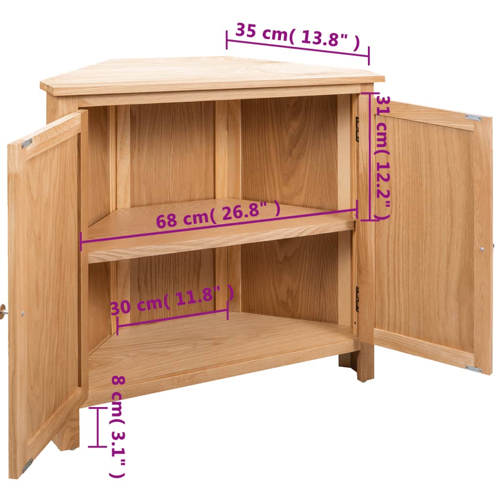 Armoire d'angle 80 x 33,5 x 78 cm Bois de chêne massif Casiers & armoires de rangement vidaXL