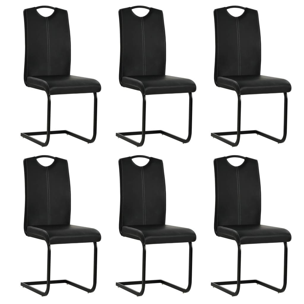 Chaises à manger cantilever lot de 6 noir similicuir Chaises de cuisine vidaXL