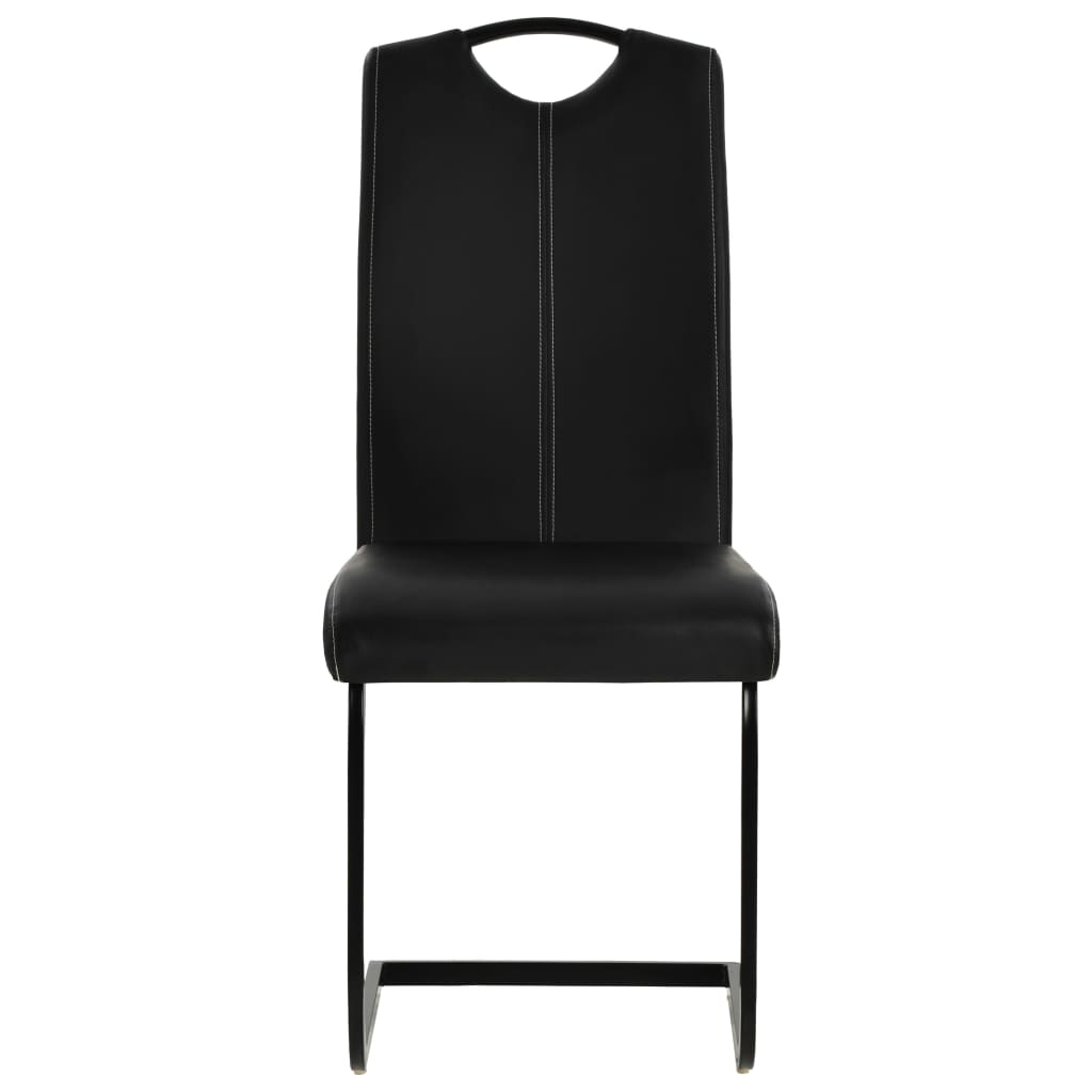 Chaises à manger cantilever lot de 6 noir similicuir Chaises de cuisine vidaXL