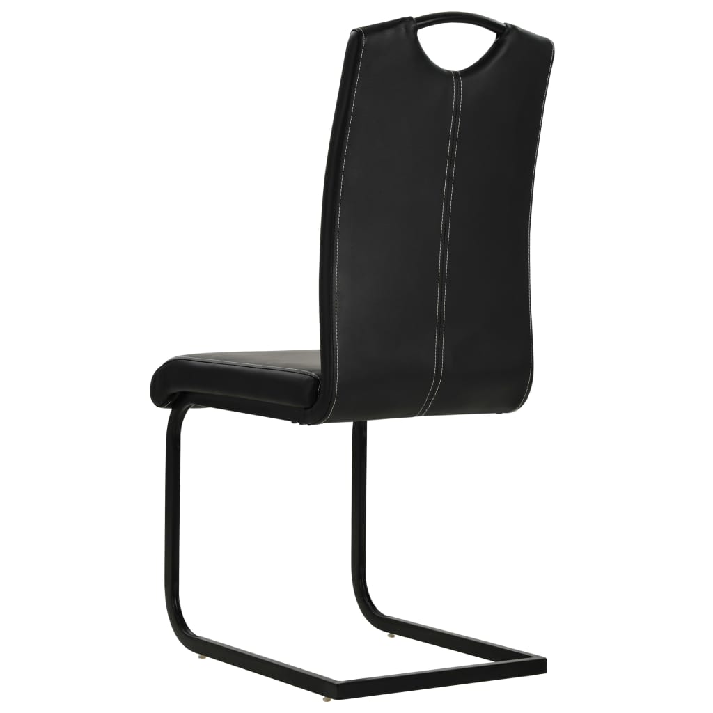 Chaises à manger cantilever lot de 6 noir similicuir Chaises de cuisine vidaXL