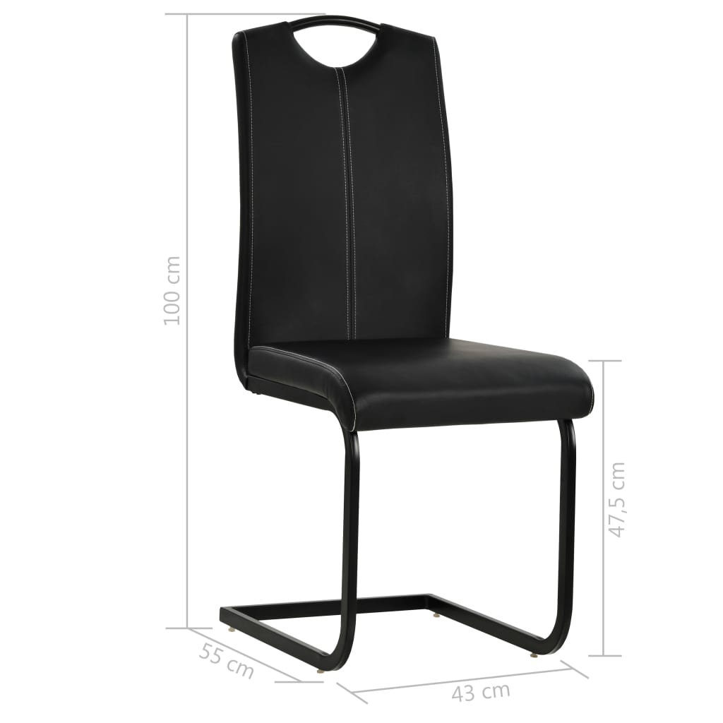 Chaises à manger cantilever lot de 6 noir similicuir Chaises de cuisine vidaXL