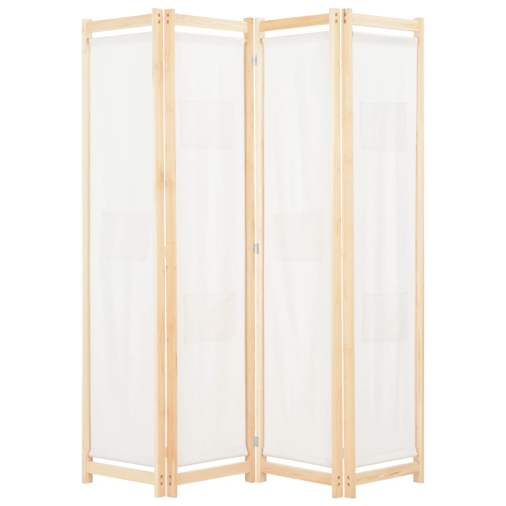 Cloison de séparation 4 panneaux Crème 160x170x4 cm Tissu Séparateurs de pièces vidaXL   