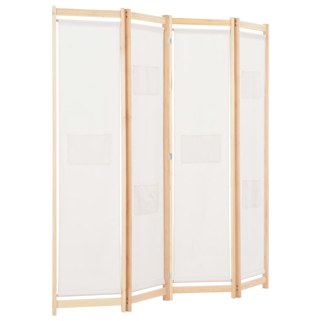 Cloison de séparation 4 panneaux Crème 160x170x4 cm Tissu Séparateurs de pièces vidaXL   