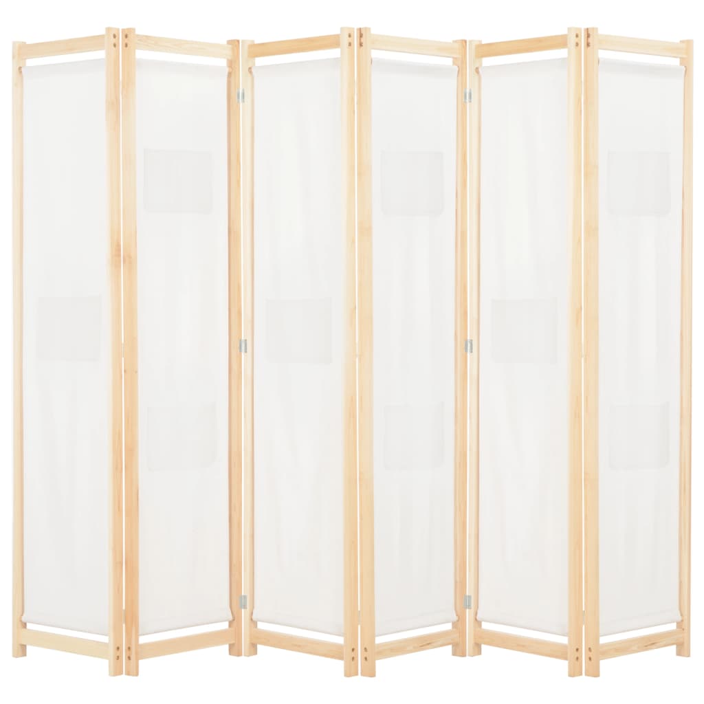 Cloison de séparation 6 panneaux Crème 240 x 170 x 4 cm Tissu Séparateurs de pièces vidaXL   