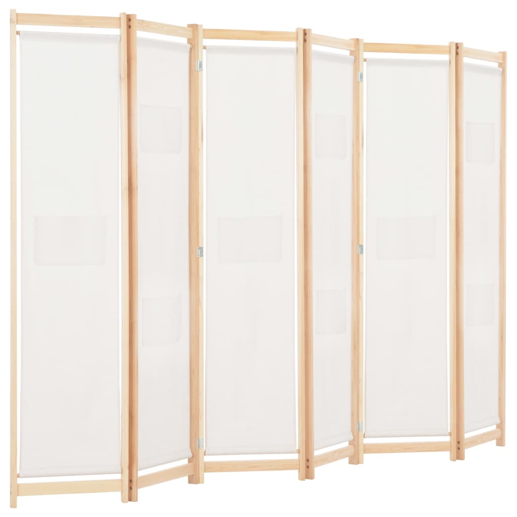 Cloison de séparation 6 panneaux Crème 240 x 170 x 4 cm Tissu Séparateurs de pièces vidaXL   