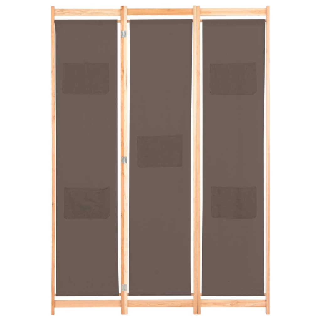 Cloison de séparation 3 panneaux Marron 120x170x4 cm Tissu Séparateurs de pièces vidaXL   