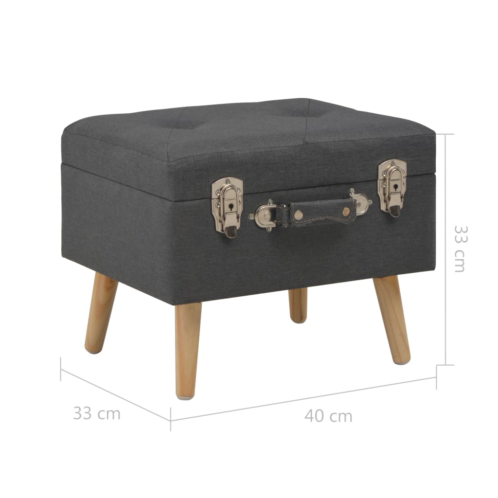 Tabouret de rangement 40 cm Gris foncé Tissu Bancs coffres vidaXL   