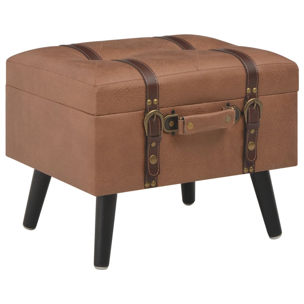 Tabouret de rangement 40 cm Marron Similicuir Bancs coffres vidaXL   