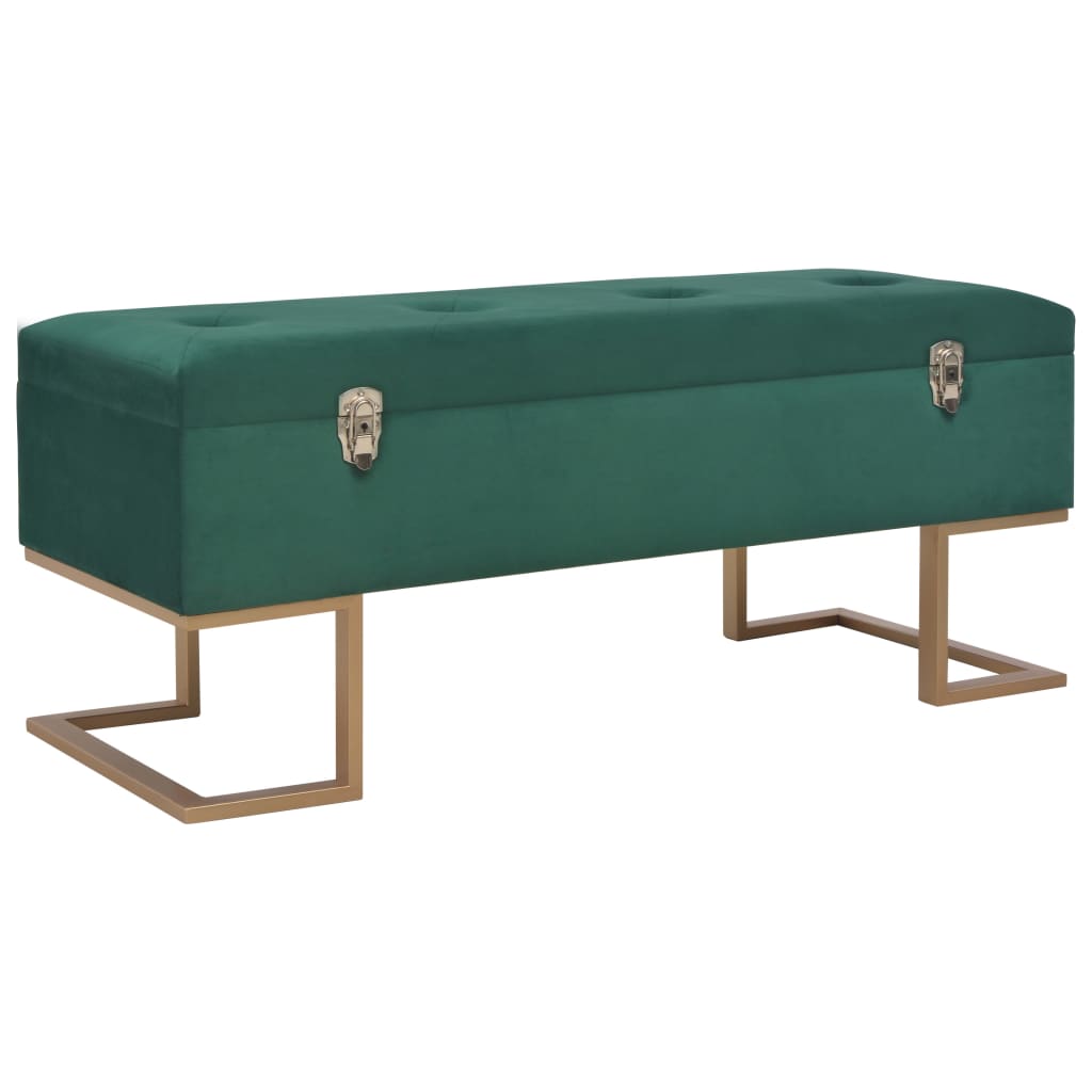 Banc avec compartiment de rangement 105 cm Vert Velours Bancs coffres vidaXL   