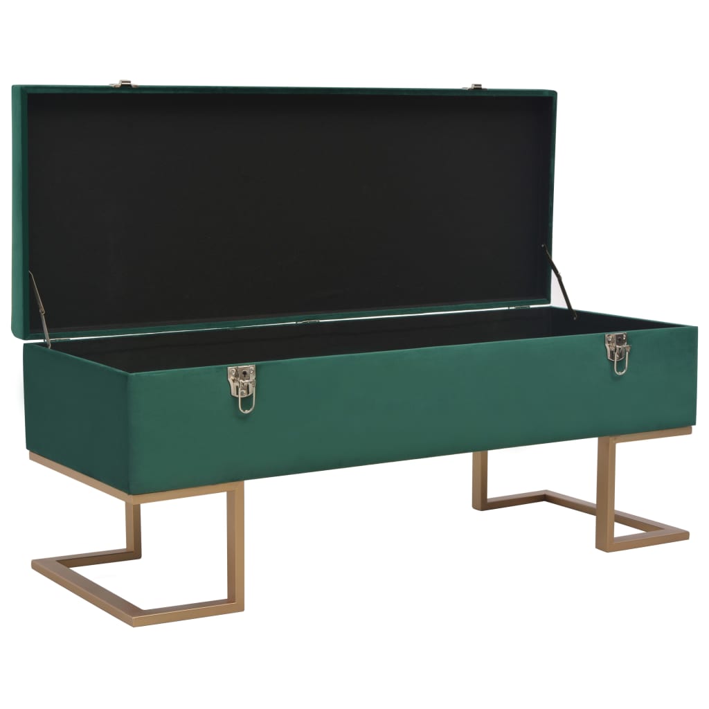 Banc avec compartiment de rangement 105 cm Vert Velours Bancs coffres vidaXL   