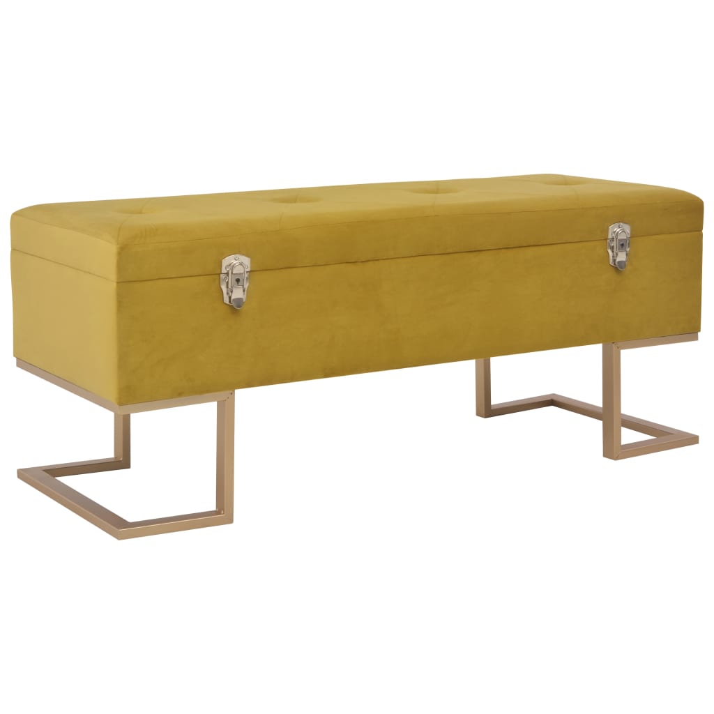 Banc avec compartiment de rangement 105 cm Moutarde Velours Bancs coffres vidaXL   