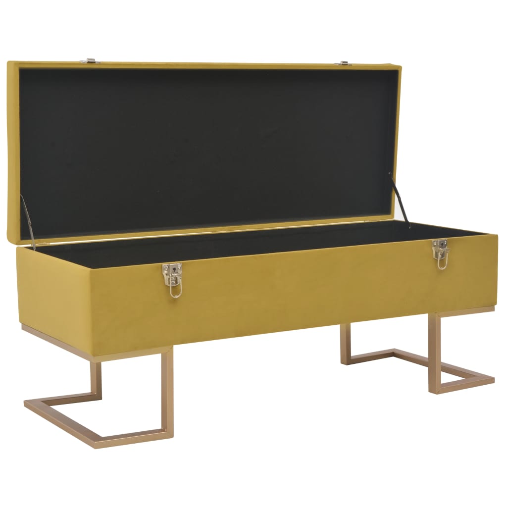 Banc avec compartiment de rangement 105 cm Moutarde Velours Bancs coffres vidaXL   