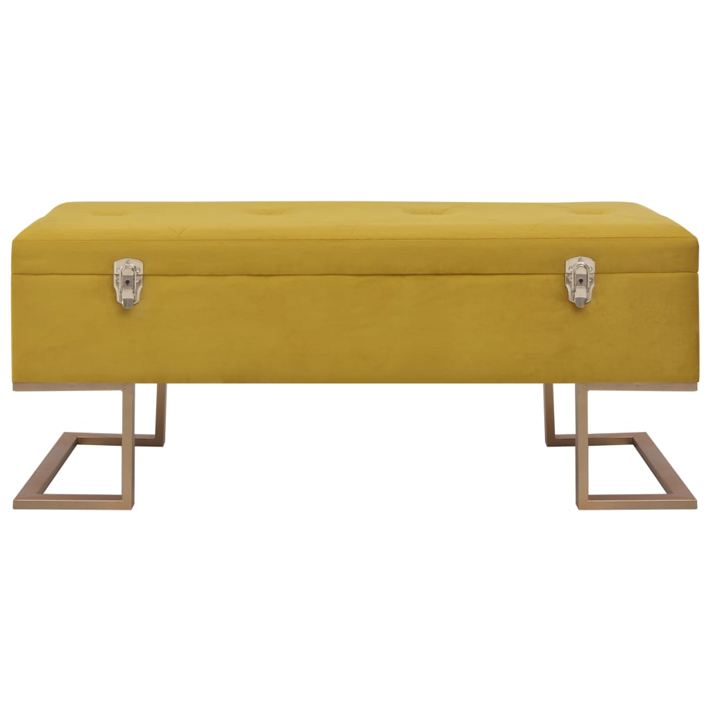 Banc avec compartiment de rangement 105 cm Moutarde Velours Bancs coffres vidaXL   