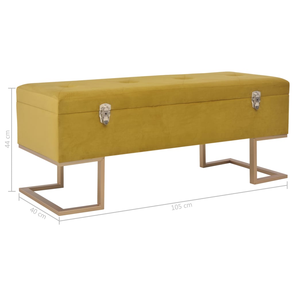 Banc avec compartiment de rangement 105 cm Moutarde Velours Bancs coffres vidaXL   