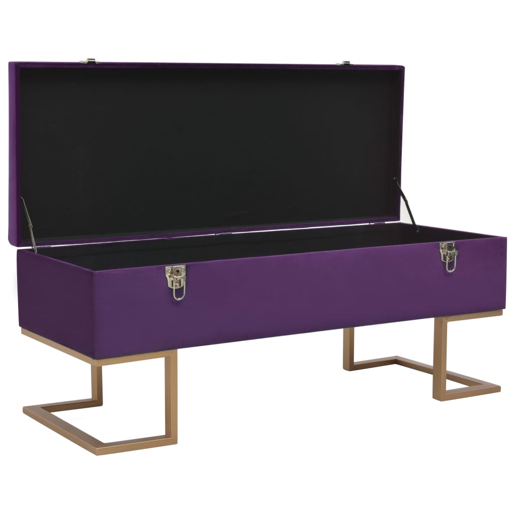 Banc avec compartiment de rangement 105 cm Violet Velours Bancs coffres vidaXL   