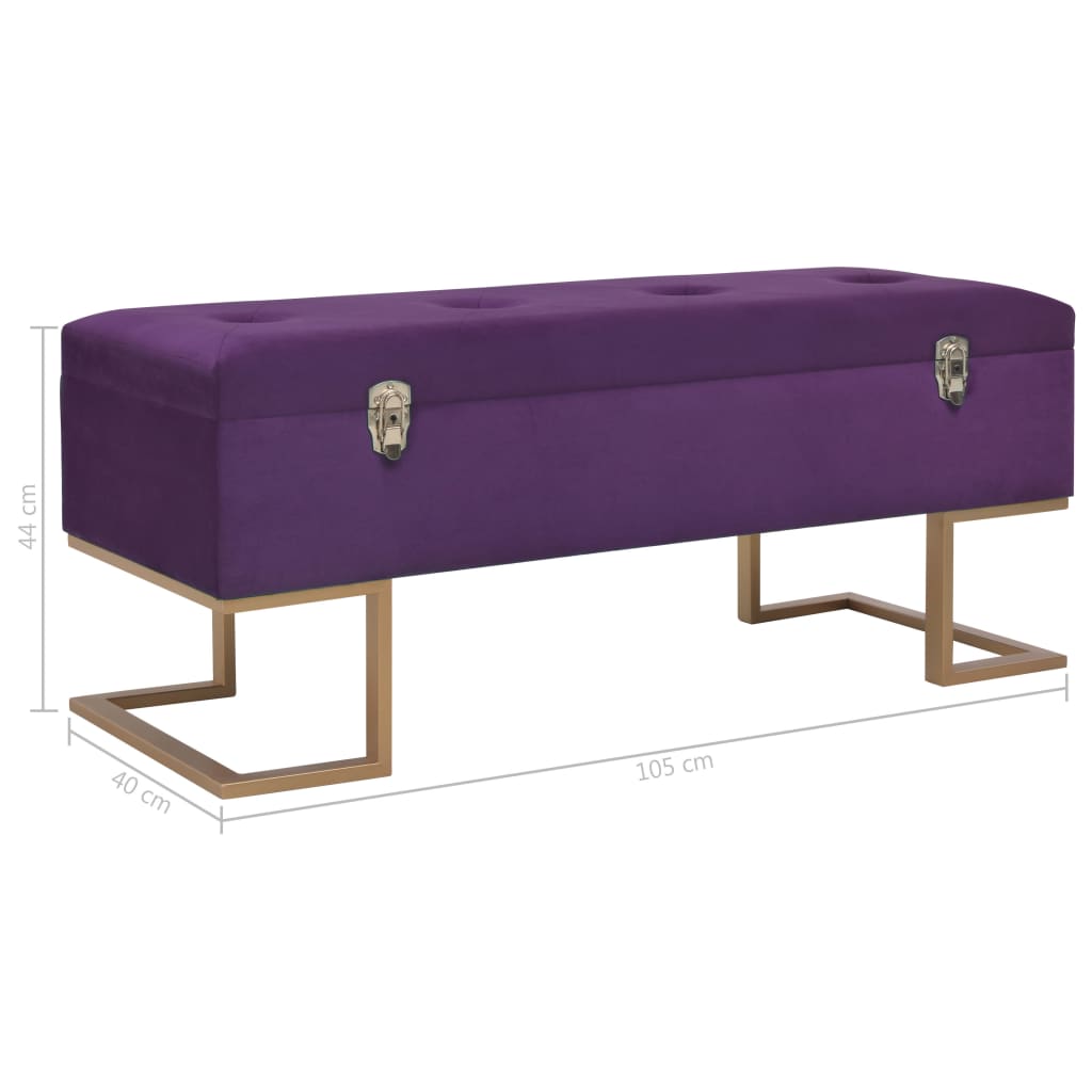 Banc avec compartiment de rangement 105 cm Violet Velours Bancs coffres vidaXL   