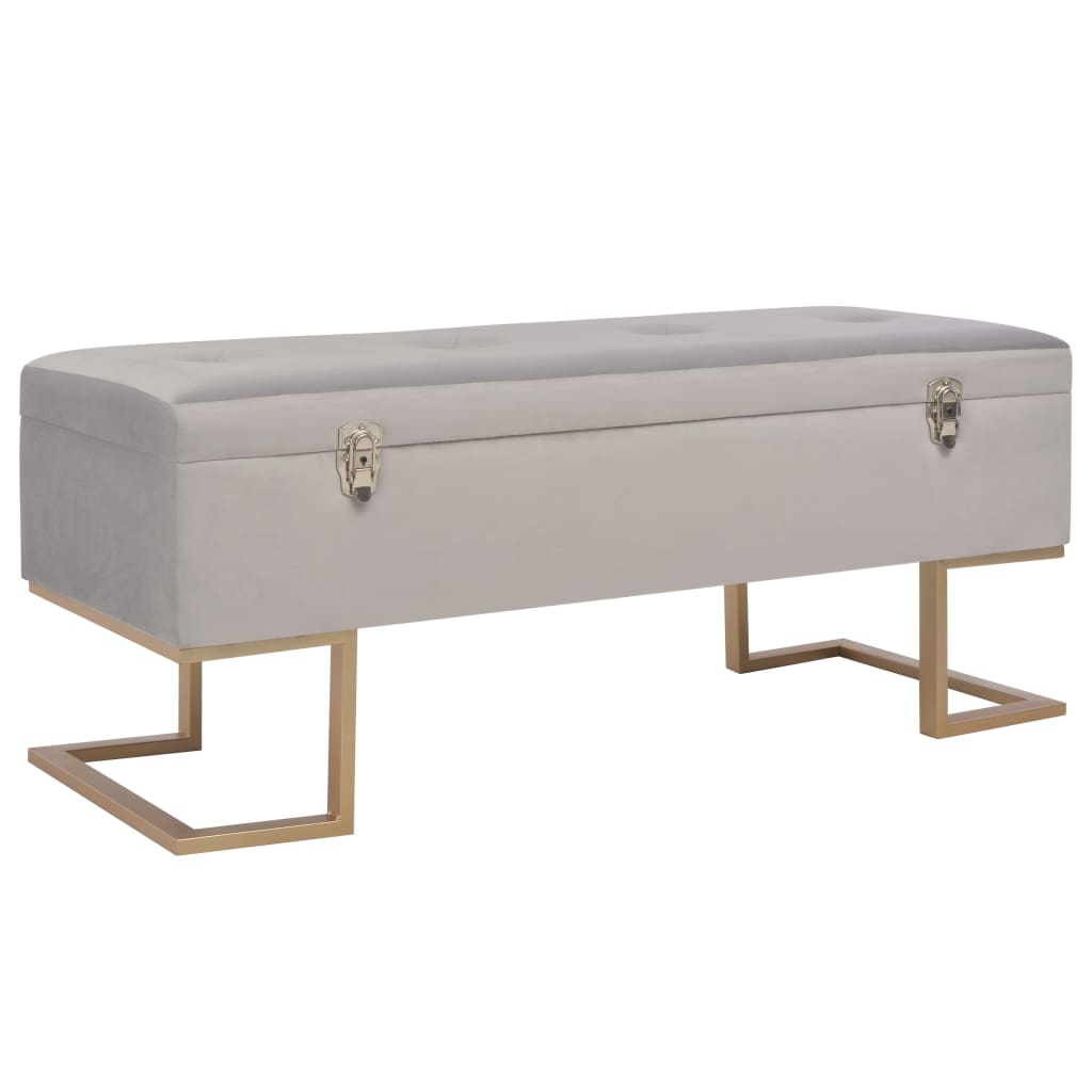 Banc avec compartiment de rangement 105 cm Gris Velours Bancs coffres vidaXL   