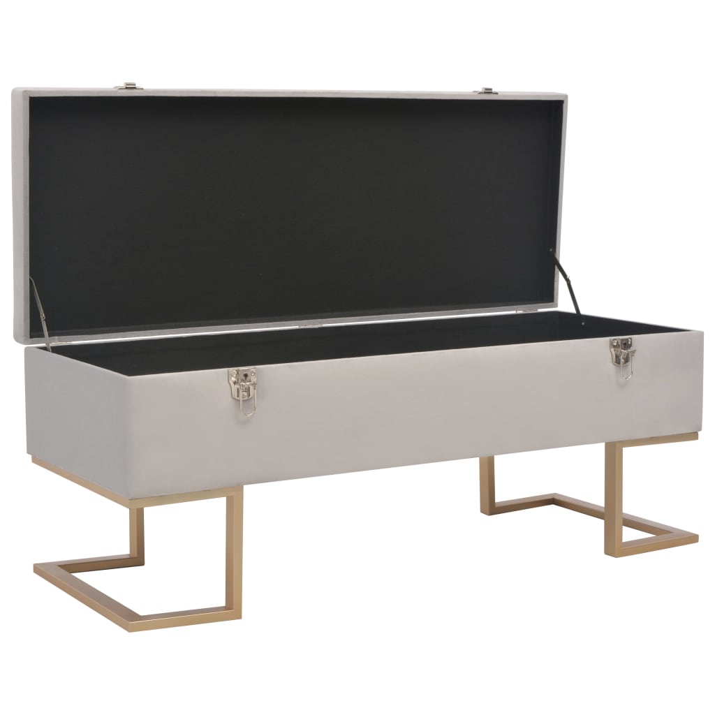 Banc avec compartiment de rangement 105 cm Gris Velours Bancs coffres vidaXL   