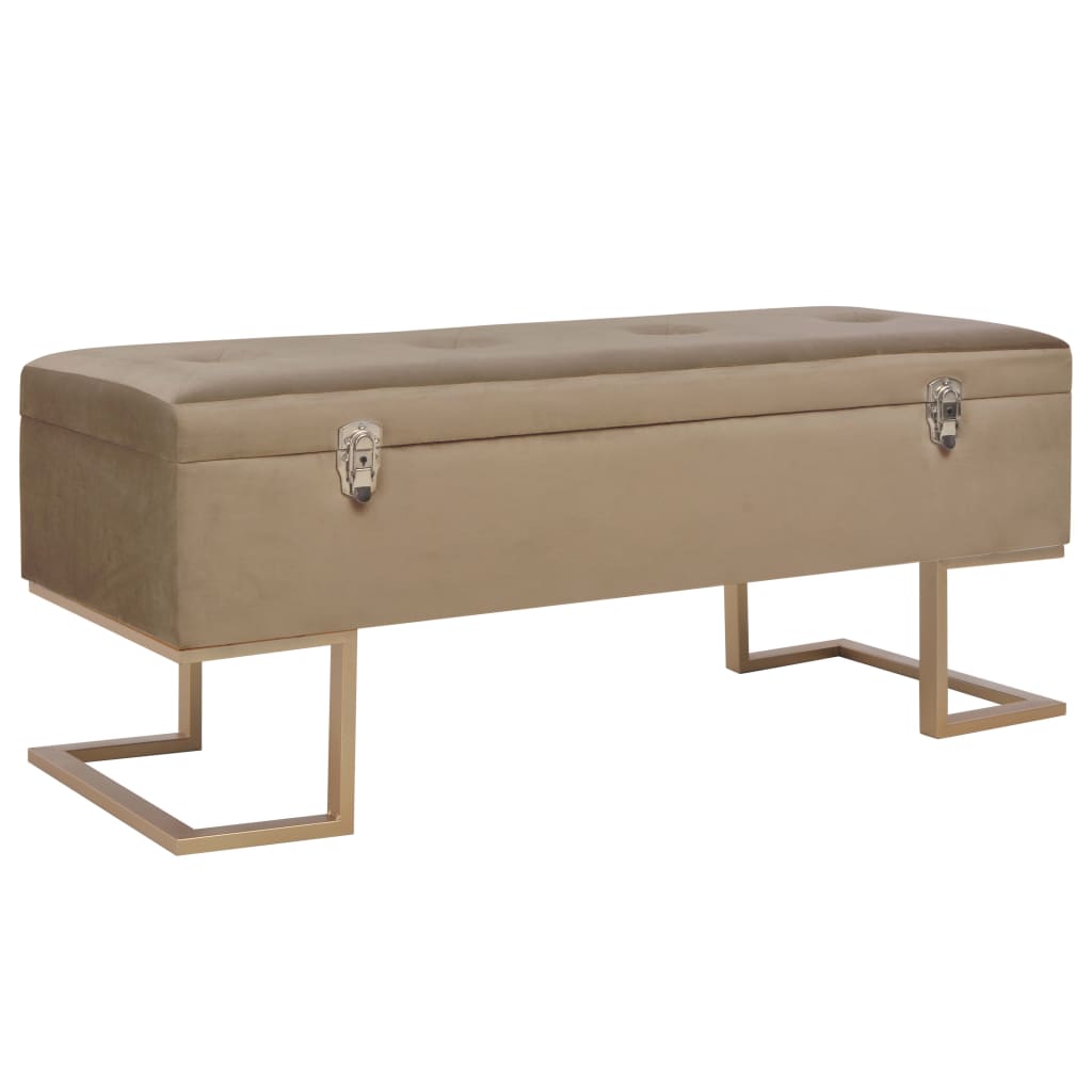 Banc avec compartiment de rangement 105 cm Beige Velours Bancs coffres vidaXL   