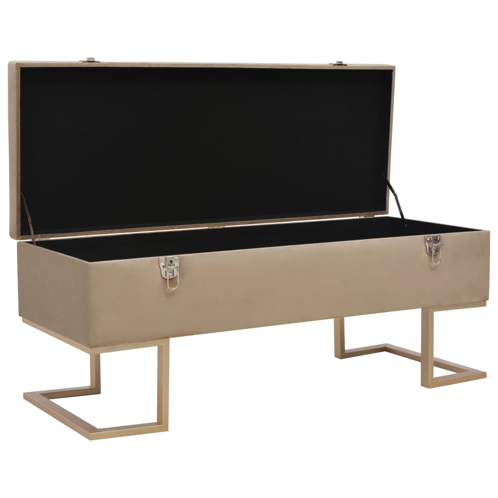 Banc avec compartiment de rangement 105 cm Beige Velours Bancs coffres vidaXL   