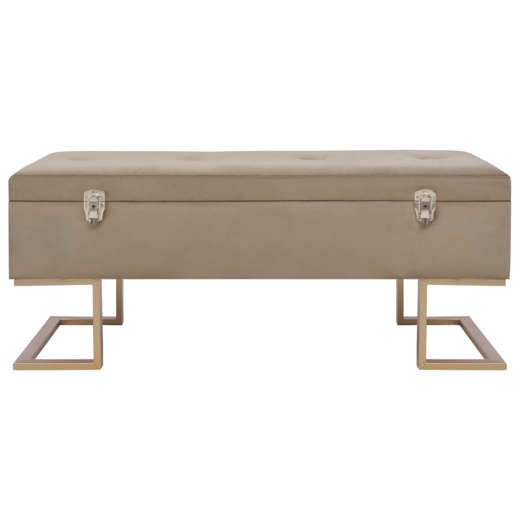 Banc avec compartiment de rangement 105 cm Beige Velours Bancs coffres vidaXL   