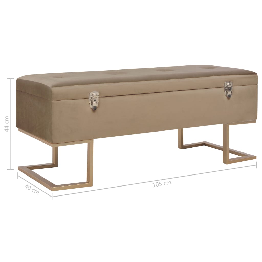 Banc avec compartiment de rangement 105 cm Beige Velours Bancs coffres vidaXL   