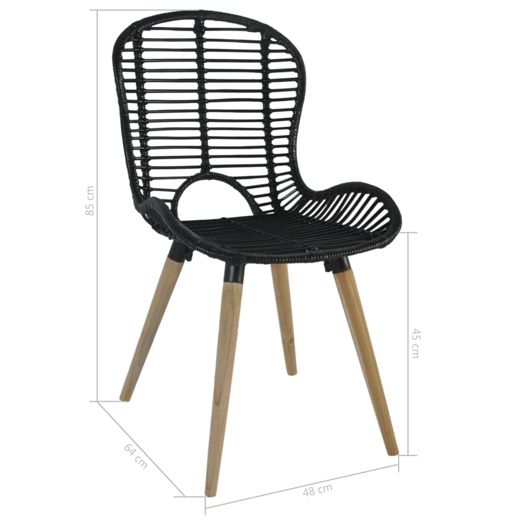 Chaises à manger lot de 6 noir rotin naturel Chaises de cuisine vidaXL