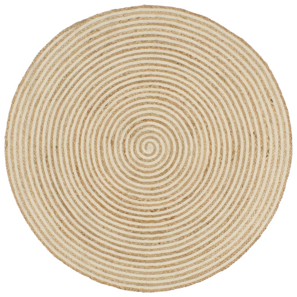 Tapis fait à la main Jute avec design de spirale Blanc 90 cm Tapis vidaXL   