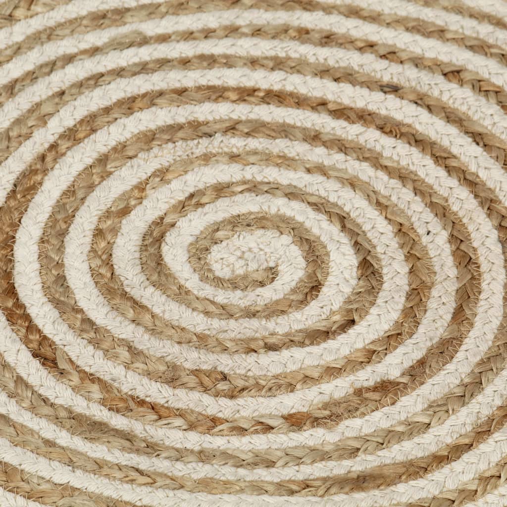 Tapis fait à la main Jute avec design de spirale Blanc 90 cm Tapis vidaXL   