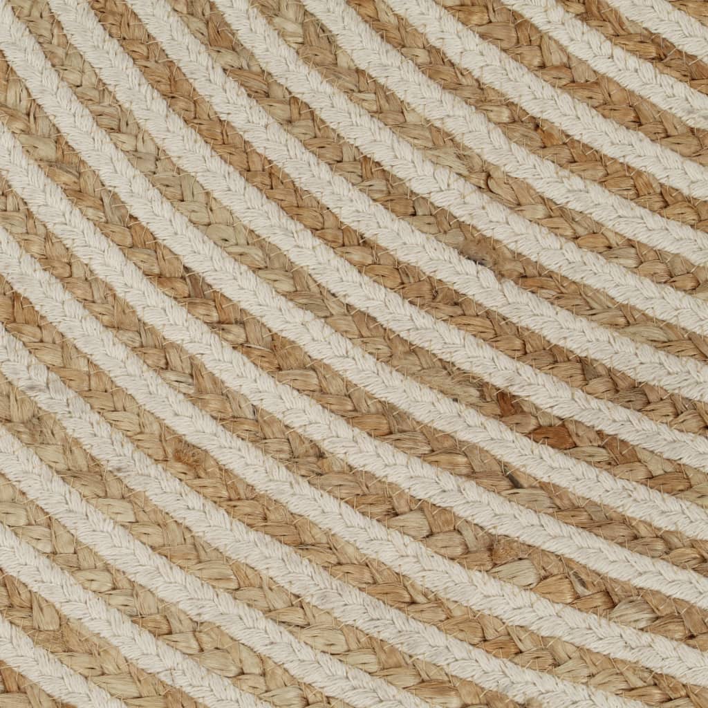 Tapis fait à la main Jute avec design de spirale Blanc 90 cm Tapis vidaXL   