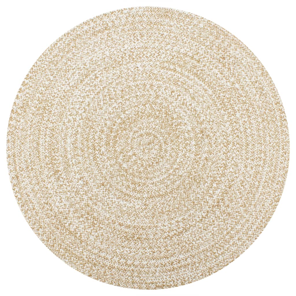 Tapis fait à la main Jute Blanc et naturel 90 cm Tapis vidaXL   