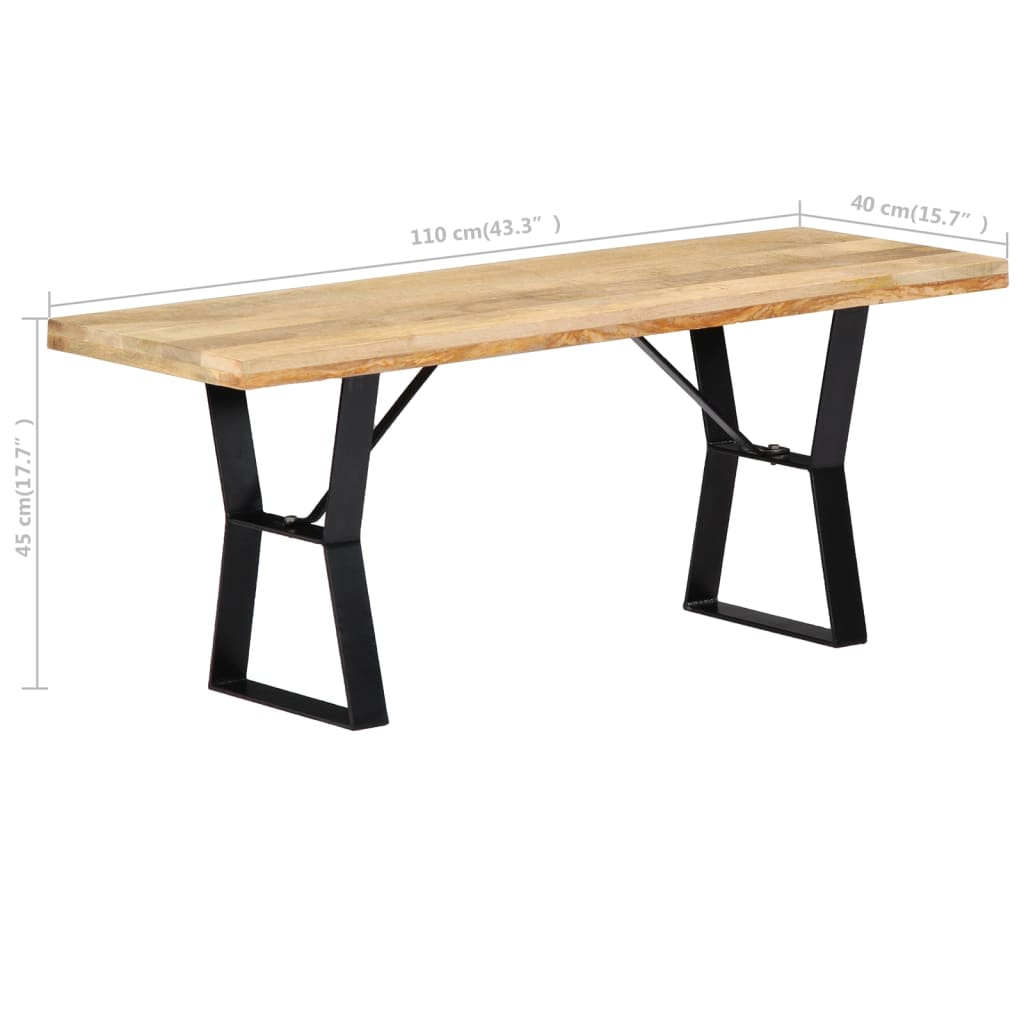 Banc 110 cm Bois de manguier massif Bancs de cuisine & salle à manger vidaXL