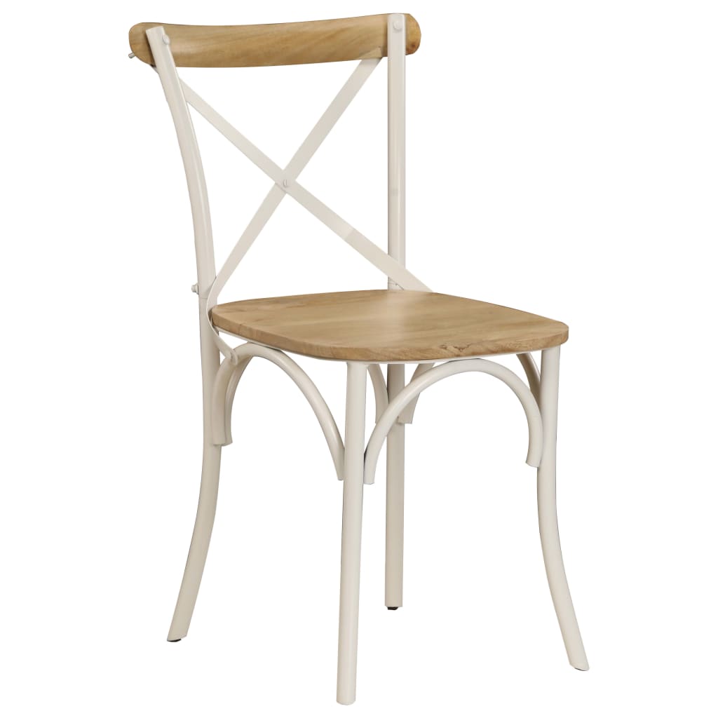 Chaises à dossier croisé lot de 2 blanc bois de manguier solide Chaises de cuisine vidaXL