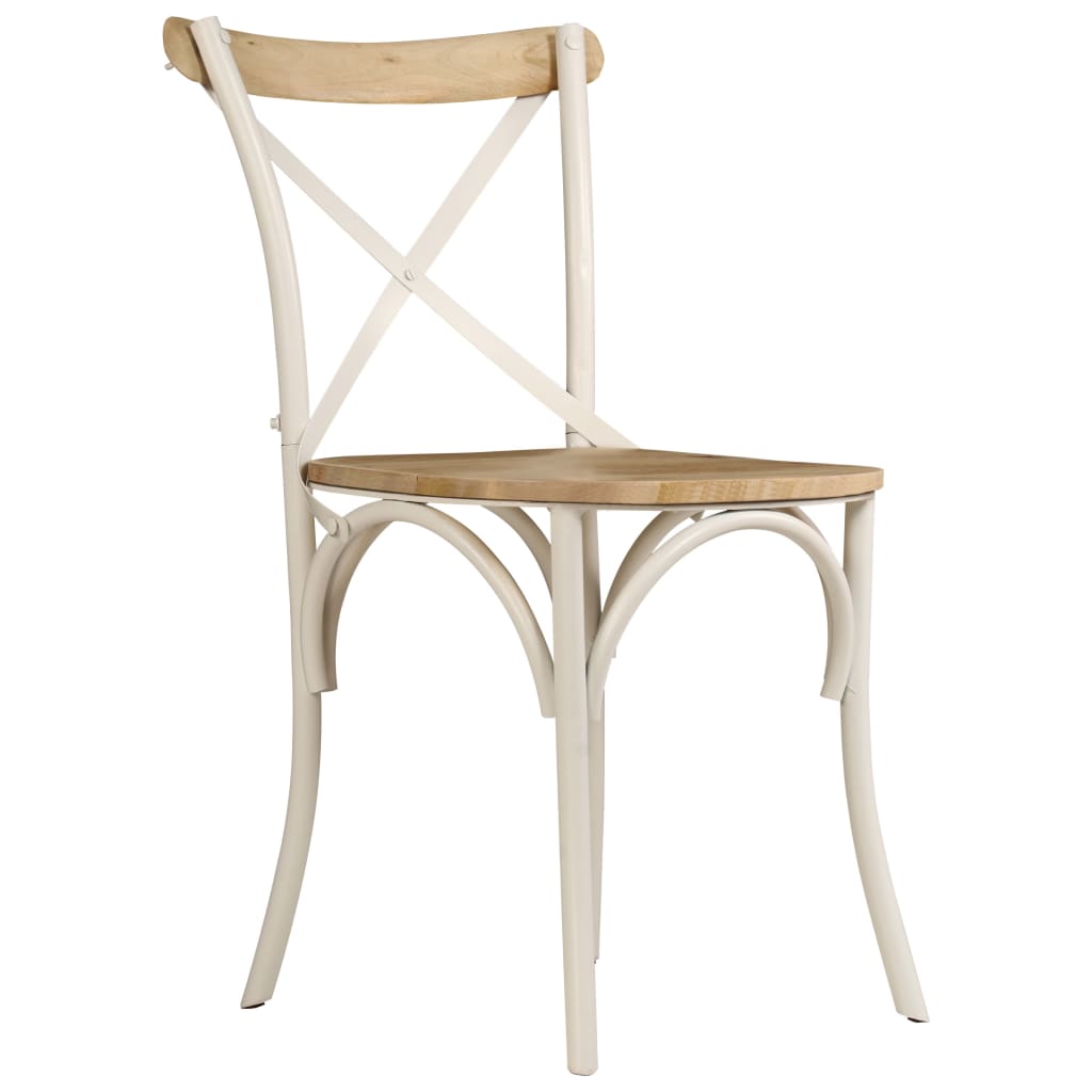 Chaises à dossier croisé lot de 2 blanc bois de manguier solide Chaises de cuisine vidaXL