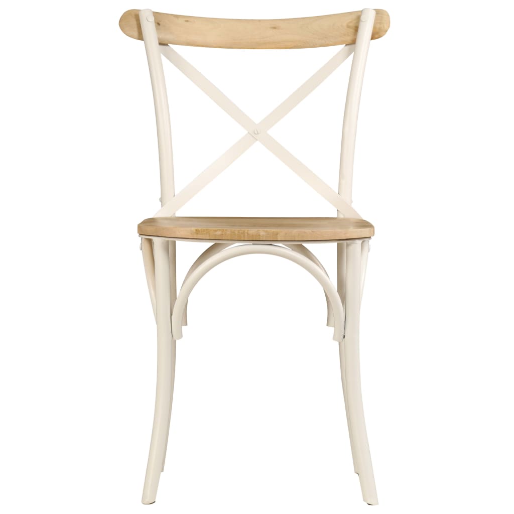 Chaises à dossier croisé lot de 2 blanc bois de manguier solide Chaises de cuisine vidaXL