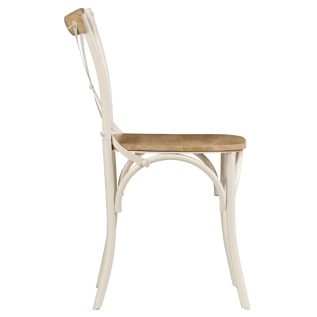 Chaises à dossier croisé lot de 2 blanc bois de manguier solide Chaises de cuisine vidaXL