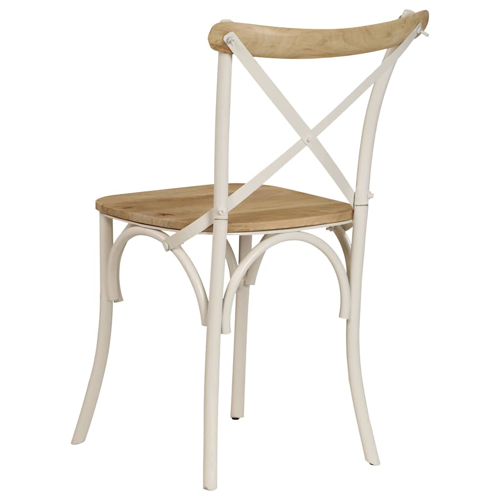 Chaises à dossier croisé lot de 2 blanc bois de manguier solide Chaises de cuisine vidaXL