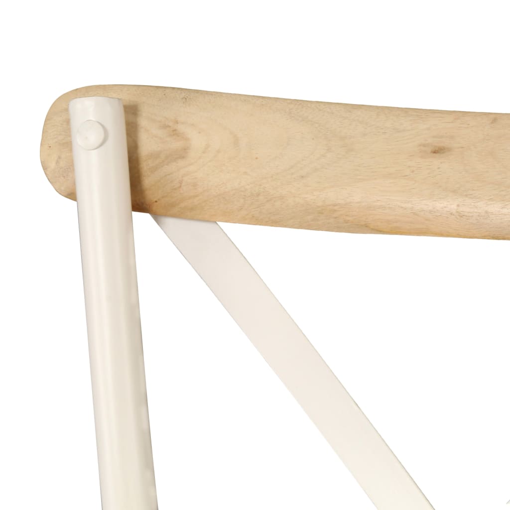 Chaises à dossier croisé lot de 2 blanc bois de manguier solide Chaises de cuisine vidaXL